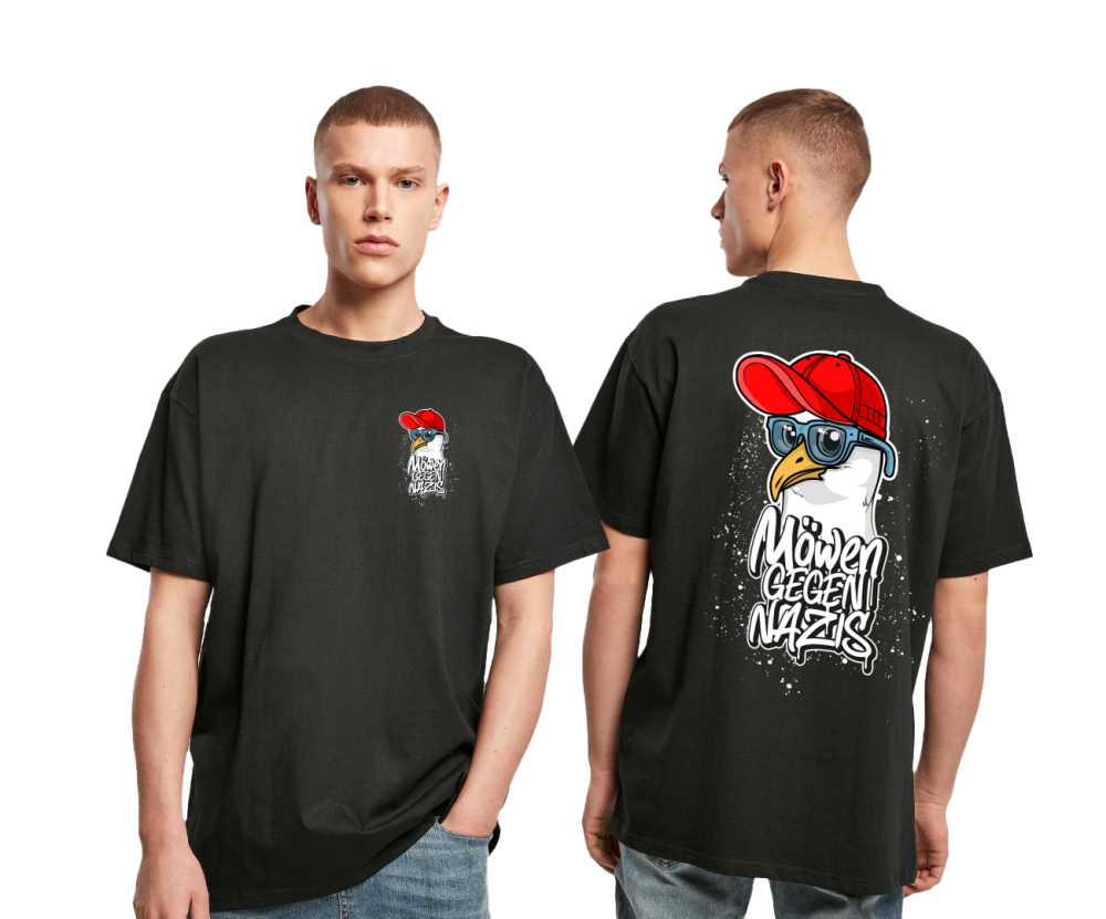 MÖWEN GEGEN NAZIS OVERSIZE SHIRT SCHWARZ